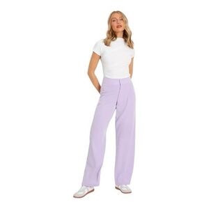 Quiz Lilac Linen Palazzo Trousers Women’s Wide Leg Pants Size 4 NWT